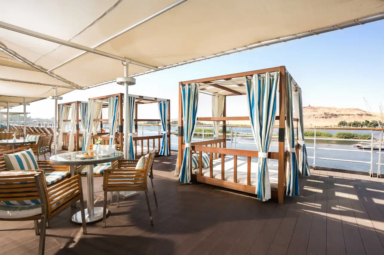 Sun deck of the MY Alyssa Nile Cruise Nile cruise